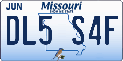 MO license plate DL5S4F