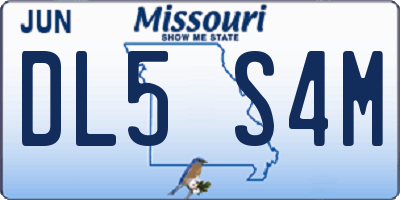 MO license plate DL5S4M
