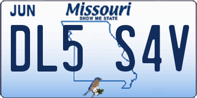 MO license plate DL5S4V