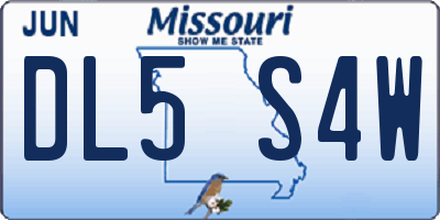 MO license plate DL5S4W