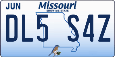 MO license plate DL5S4Z