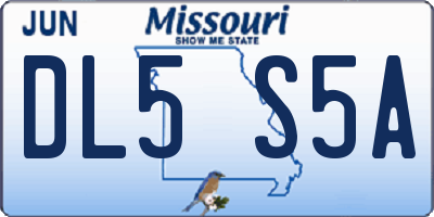 MO license plate DL5S5A