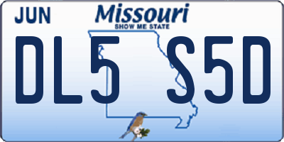 MO license plate DL5S5D