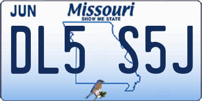 MO license plate DL5S5J