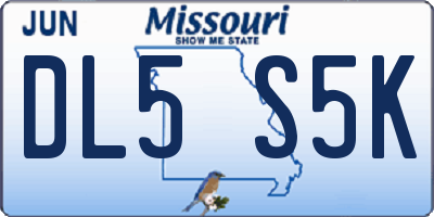MO license plate DL5S5K