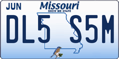 MO license plate DL5S5M