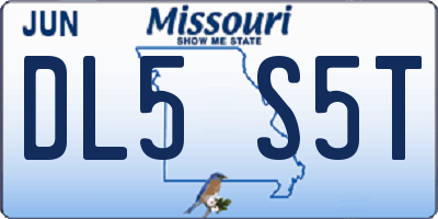 MO license plate DL5S5T