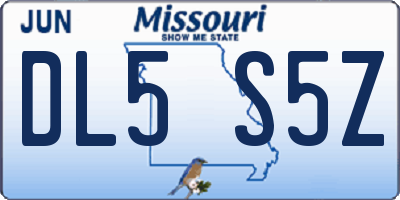 MO license plate DL5S5Z