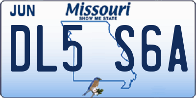MO license plate DL5S6A