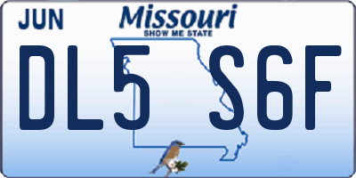 MO license plate DL5S6F