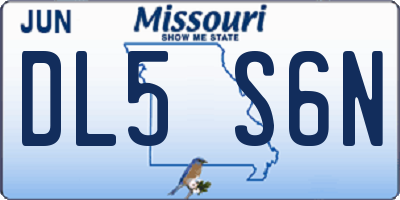MO license plate DL5S6N