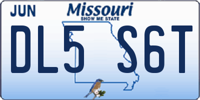 MO license plate DL5S6T