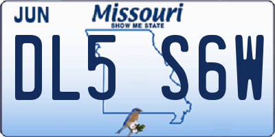 MO license plate DL5S6W