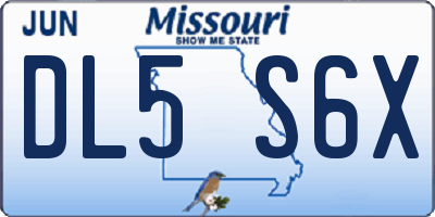 MO license plate DL5S6X