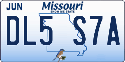 MO license plate DL5S7A