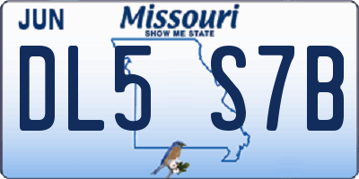 MO license plate DL5S7B