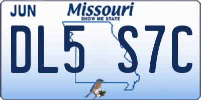 MO license plate DL5S7C
