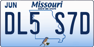 MO license plate DL5S7D