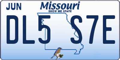 MO license plate DL5S7E