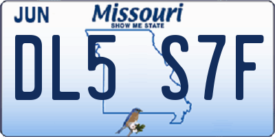 MO license plate DL5S7F