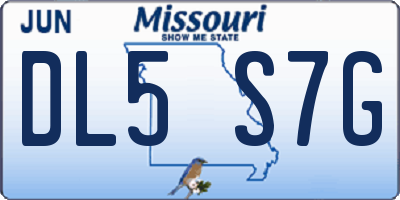 MO license plate DL5S7G