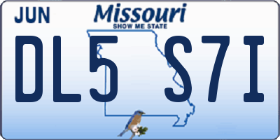 MO license plate DL5S7I