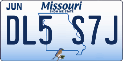MO license plate DL5S7J