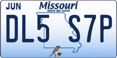 MO license plate DL5S7P