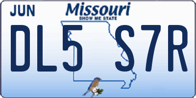 MO license plate DL5S7R