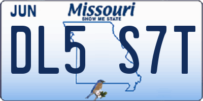 MO license plate DL5S7T