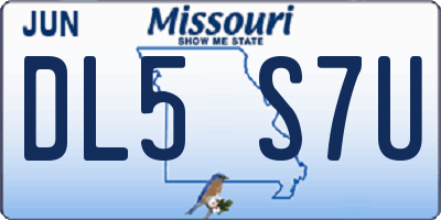 MO license plate DL5S7U