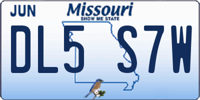 MO license plate DL5S7W