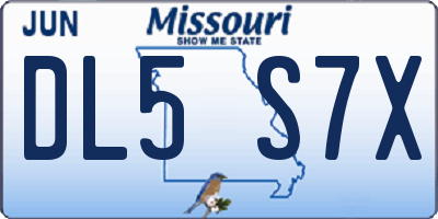 MO license plate DL5S7X