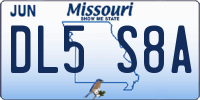 MO license plate DL5S8A