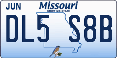 MO license plate DL5S8B