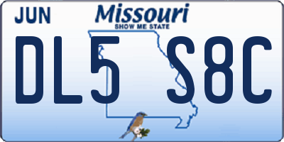 MO license plate DL5S8C