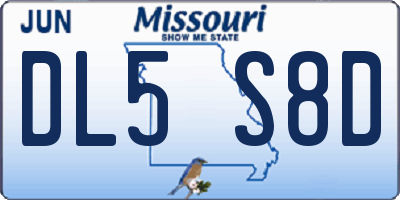 MO license plate DL5S8D