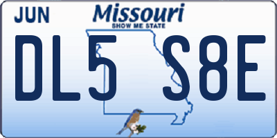 MO license plate DL5S8E