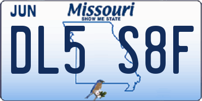 MO license plate DL5S8F