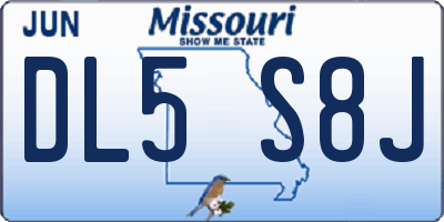 MO license plate DL5S8J
