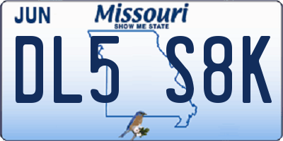MO license plate DL5S8K