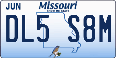 MO license plate DL5S8M