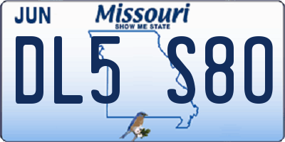 MO license plate DL5S8O