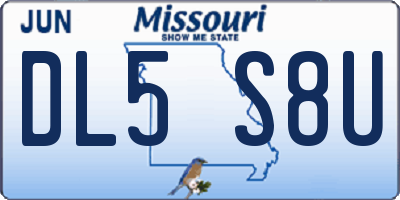 MO license plate DL5S8U