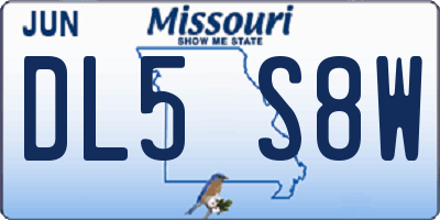 MO license plate DL5S8W