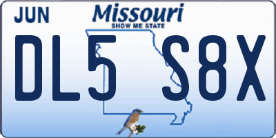 MO license plate DL5S8X