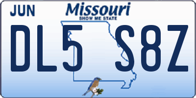 MO license plate DL5S8Z