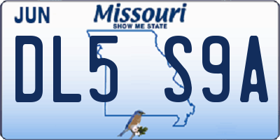 MO license plate DL5S9A