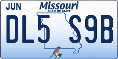 MO license plate DL5S9B