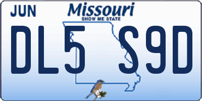 MO license plate DL5S9D